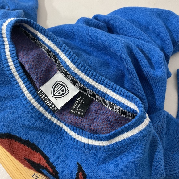 Forever 21 x WB Looney Tunes Blue Taz Pullover Sweater Size Small - Picture 4 of 9